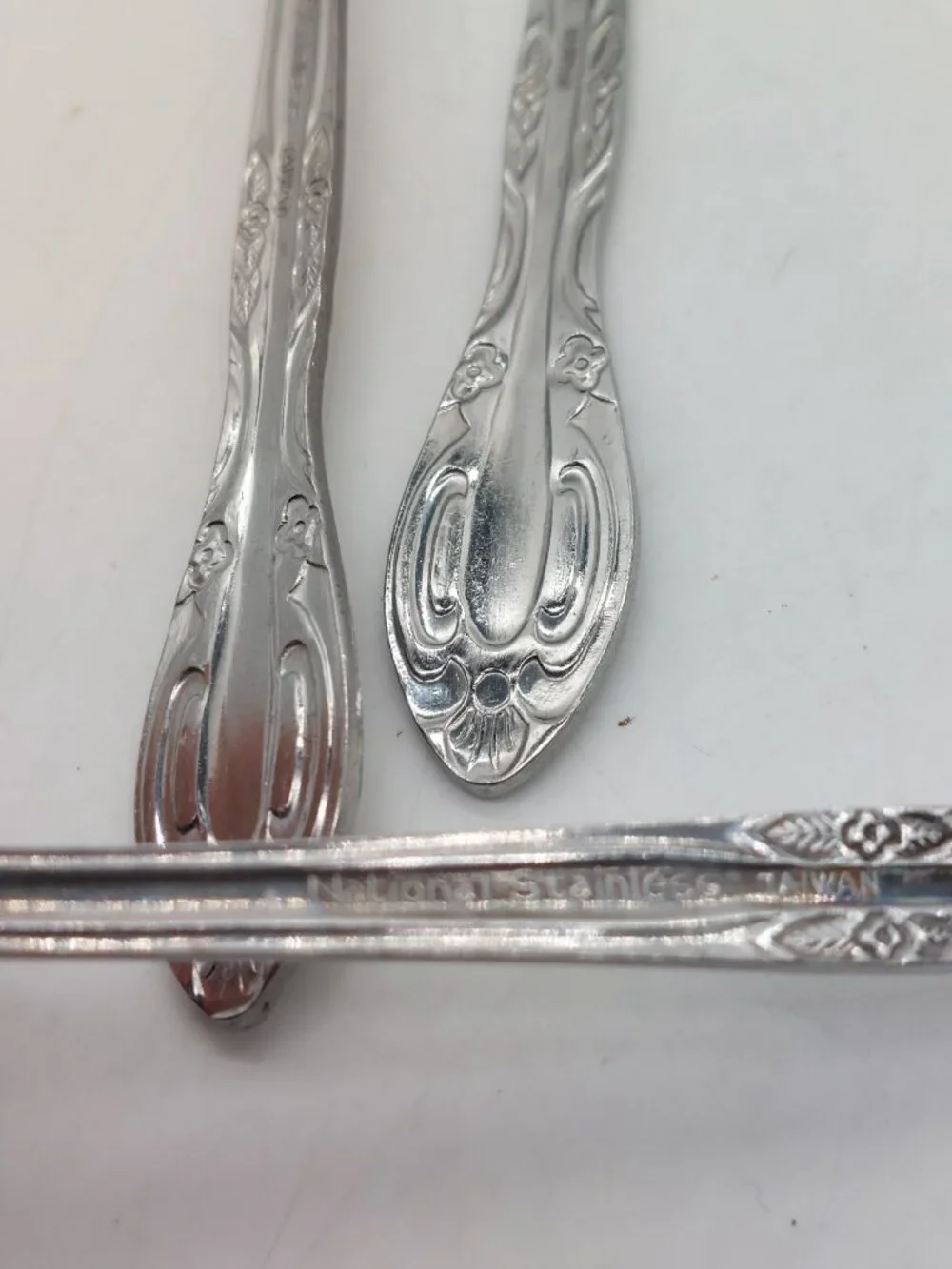 Northland Korea Stainless Flatware w Roses Spoons Knives Forks Lot Of 9